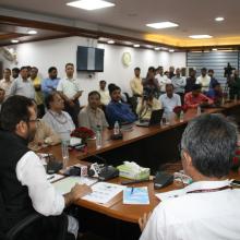 The Union Minister for Minority Affairs, Shri Mukhtar Abbas Naqvi addressing at the launch of the Scholarship Mobile App, in New Delhi on September 13, 2018. The Secretary, Ministry of Minority Affairs, Shri Ameising Luikham is also seen.