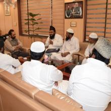 Delegation led by Maulana Mohd. Sajid Rashidi, president All India Imam Association, met me at Antyodaya Bhawan today.Positive discussion held on various development issues of Muslim community especially educational empowerment