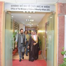 Today met Saudi Arab Ambassador H.E Dr Saud Mohd Al sati at Antyodaya Bhawan, positive discussion held on Haj 2017.