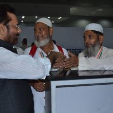 flagged off the first batch of Haj pilgrims from Haj Terminal at New Delhi Airport with prayers of country's safety and prosperity