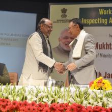 The Union Minister for Minority Affairs, Shri Mukhtar Abbas Naqvi at the inauguration of the Workshop for Inspecting Authorities of Maulana Azad Education Foundation, in New Delhi on January 13, 2018.