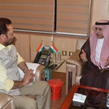 Dated 4 May 2018 met Saudi Arabia Ambassador H.E Dr Mohammad Al-Sati at Antyodaya Bhawan and discussed various issues of Haj 2018. I thanked Saudi Arabia Govt. for increasing Haj quota of India for consecutive second year.