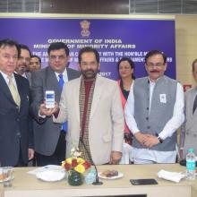 The Minister of State for Minority Affairs (Independent Charge) and Parliamentary Affairs, Shri Mukhtar Abbas Naqvi addressing the Anglo Indian community meeting, in New Delhi on January 13, 2017