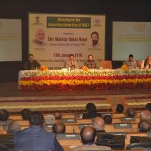 The Union Minister for Minority Affairs, Shri Mukhtar Abbas Naqvi at the inauguration of the Workshop for Inspecting Authorities of Maulana Azad Education Foundation, in New Delhi on January 13, 2018.