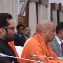 UP CM Shri Yogi Adityanath today inaugurated Vikas Samanvay Baithak of Minority Affairs Ministers & concerned senior officials of 9 States, organised at Tilak Hall, Secretariat, Lucknow to discuss various welfare schemes.