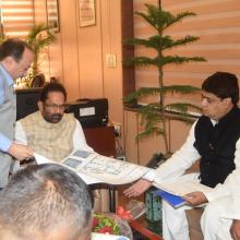 Discussed various issues related to Ajmer Sharif Dargah with delegation led by Dargah Committee Chairman.Central Government will start various development projects at Ajmer Sharif Dargah and near by areas