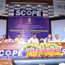 The Union Minister for Minority Affairs, Shri Mukhtar Abbas Naqvi addressing the National Conference of Principal Secretaries-Secretaries in-charge of States - UTs dealing with Minority Affairs, in New Delhi on July 16, 2018.