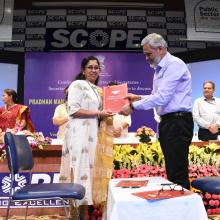 The Union Minister for Minority Affairs, Shri Mukhtar Abbas Naqvi witnessing the signing of MoUs, at the National Conference of Principal Secretaries-Secretaries in-charge of States - UTs dealing with Minority Affairs, in New Delhi on July 16, 2018.